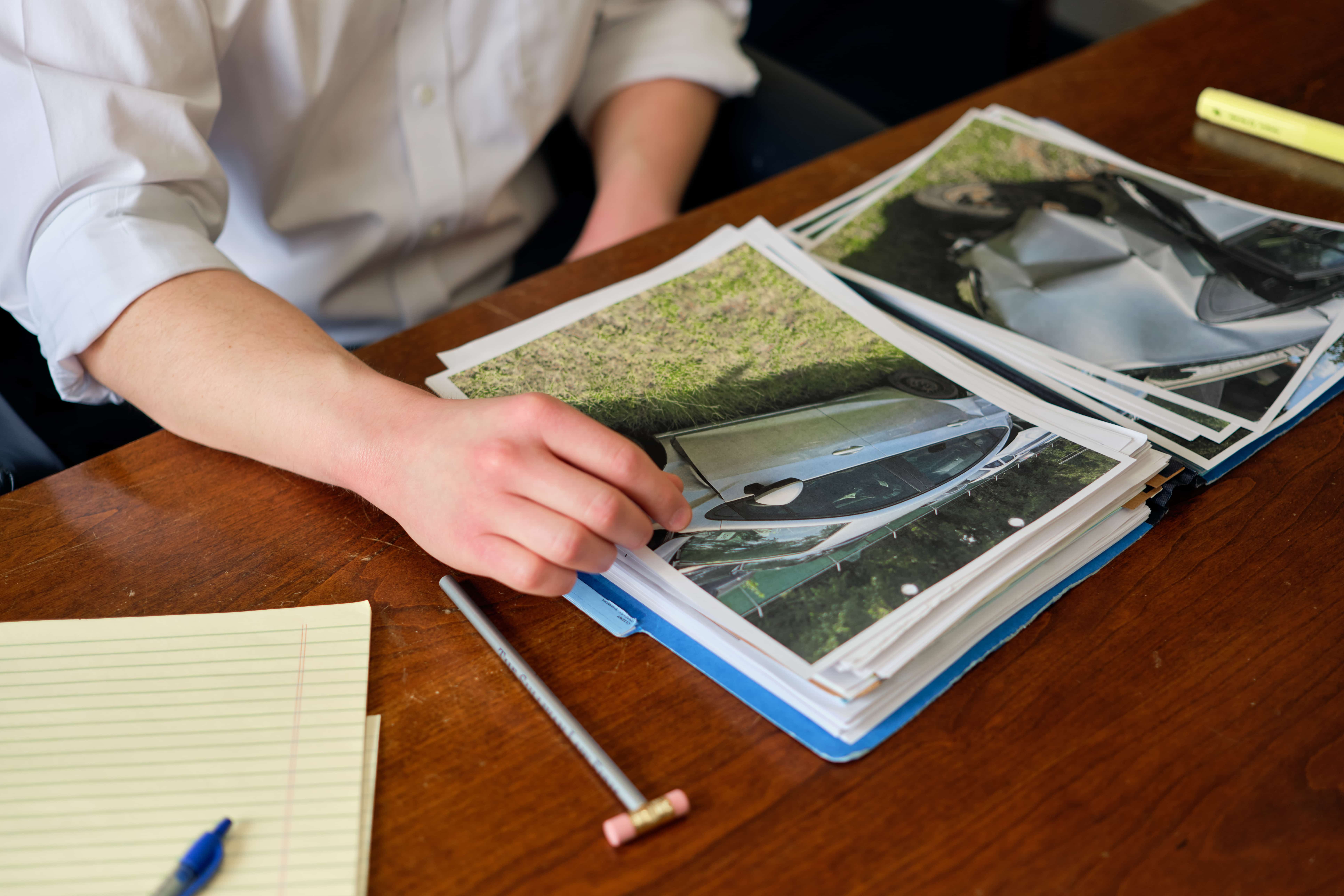 reviewing car accident photos for insurance claims